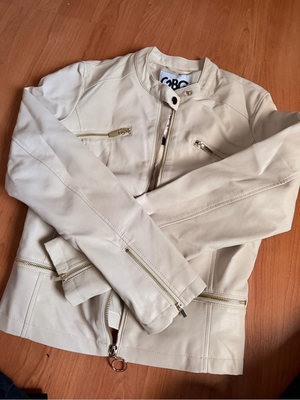 GBG Los Angeles Cream Leather Jacket